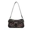 Fivela de Cinto Vintage Estampa de Leopardo Elegante Ombro Único Primavera 2026 Nova Moda Rebite Grande Capacidade Casual Bolsa de Axila