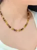 Diseño Original de Nicho de Gama Alta Collar de Piedra Ojo de Tigre Natural Color Caramelo Estilo de Lujo Accesible para Mujer Pulsera de Joyería Color Caramelo