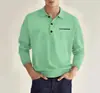 Camisa polo de manga comprida de outono para homens, corte solto, estilo casual, marca da moda, com bolsos, coleção de outono, top com gola