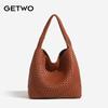 Bolsas Tejidas Hechas a Mano Transfronterizas para Mujer, Bolso Cubo de Hombro de Gran Capacidad, Bolso Tote Versátil para el Día a Día, Set de Bolsas Tejidas Madre e Hija