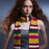 Bufanda de Punto a Rayas de Color Dopamina Advanced Sense Corea del Sur Otoño e Invierno Nuevo Bufanda de Visón Imitación Combinable para Mujer