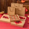 Caixa de Embalagem de Ano Novo, Caixa de Presente de Feriado, Sacola Vazia de Papel Kraft, Pastel de Gema de Ovo, Pastéis Estilo Chinês com Grade Seis-Nove, Novo Modelo 2026