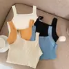Chaleco Cuadrado Dulce y Picante Estilo Francés para Mujer, Adecuado como Prenda Exterior de Verano o como Capa Base, Camisola Corta de Punto sin Mangas