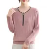Camisetas de Tricô para Mulheres de Meia-Idade e Idosas - Primavera e Outono 2025 - Novas - Soltas e Estilosas - Suéter Interno para Mulheres de Meia-Idade e Idosas