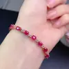 Pulseira Rubi Recém-Queimado, Cristal Limpo e Brilhante, Pedra Principal 4*5mm, Prata S925 Precisamente Incrustada