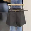 Elegantes pantalones de pierna ancha línea A para mujer, diseño otoño e invierno, shorts casuales adelgazantes tipo traje, tiro alto para mujeres petite