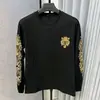 Top de algodón de manga larga con estampado sánscrito para otoño e invierno, estilo casual versátil para hombres y mujeres, nueva prenda exterior de moda
