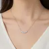 Collar de Plata de Ley 925 Sonrisa de las Cinco Princesas Moissanita de 4 mm para Mujer Cadena para Clavícula Joyería de Cuello de Nicho En Stock Envío Directo Transfronterizo