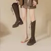 Botas Martin Femininas Botas Longas 2026 Nova Temporada Outono Inverno Botas de Cano Médio com Forro de Veludo Botas de Equitação Botas para Pessoas Baixas