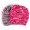 Gorro de lana para mujer, coleta, tejido, color, hilo variado, hilo de color, otoño e invierno europeo y americano, gorro pullover multicolor, gorro de copa hueca, transfronterizo