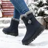 Botas de Invierno de Algodón para Mujer con Borde Plegable de Felpa Engrosada, Impermeables, a Prueba de Nieve, Parte Superior del Zapato con Suela Granulada Antideslizante, Canal de Compra Grupal, Botas Cálidas para Exteriores