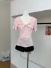 Camiseta Feminina de Tencel 2026, Foto Real, Gola V Cruzada, Manga Curta, Ombro Normal, Super Emagrecedora, Modelagem Slim, Top Versátil com Toque de Luxo