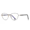 Armazón de Gafas Cat-Eye Transfronterizo 3184 Estilo Callejero Europeo y Americano Gafas con Filtro de Luz Azul para Mujer, Moda Metálica Colorida Gafas sin Graduación en Stock
