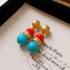 Brincos de franja com contas de zircônia azul vintage, estilo retrô francês, luxo leve e sensação de alta qualidade