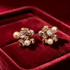 Brincos Simples Versáteis de Concha e Pérola Joias Diárias Vintage Brincos de Pérola de Madrepérola Elegantes de Alta Qualidade Mulheres da Coreia do Sul
