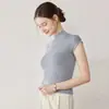 Lavable a máquinaHilo Yangzi alemán Lana Merino Cuello redondo Sin mangas Versátil Top de punto para mujer