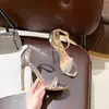 Salto alto de uma tira com strass Hong Kong para mulheres 2026 prata sandálias sexy de salto agulha de design nichado de verão