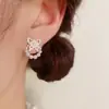 Brincos de Argola Redonda Pequenos Stud Borboleta Pérola Zircônia Prata Espessa Versátil Doce Estiloso Novo de Verão Exquisitos Simples