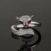Anillo de Zirconia Rojo Rosa Tendencia Estilo Coreano Zorro Anillo Dedo Índice Zorro Mujeres Lujo Ligero Estilo Frío Joyería de Moda