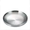 Plato Redondo Dorado Estilo Coreano 304, Fondo Plano, Plato Grueso de Doble Capa para Barbacoa, Plato para Frutas, Utensilios para Barbacoa, Plato de Acero Inoxidable