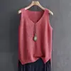 Camisola Suelta Talla Grande para Mujer Verano Tejida Seda Helado Ropa Exterior Cubre Barriga Gordita Sin Mangas Camiseta Camisa Base Interior