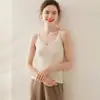 Camisola para Mujer de la Fábrica Original, 100% Cachemira, Tirantes Finos Estrechos, Capa Base Tejida, Camiseta Interior Cálida