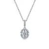 Collar de plata de ley S925 con moissanita ovalada y colgante trapezoidal en forma de huevo, moderno y versátil, cadena ligera de lujo para la clavícula del fabricante original