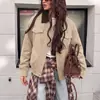 Chaqueta de comercio exterior transfronteriza europea y americana, moderna y a la moda, abrigo holgado para mujer con cuello de solapa, chaqueta nueva de otoño con cremallera para mujer