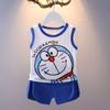 Conjunto de Colete para Meninos 2024 Novo Conjunto de Duas Peças Curto Sem Mangas para Bebês Moda Infantil Roupas de Verão Finas Tendência