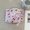 Bolsa Cosmética Linda Azul Caricatura Mini Billetera Algodón Puro Bolsa Pequeña de Tela Auriculares Lápiz Labial Bolsa de Almacenamiento Portátil
