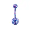 Anel de Umbigo Básico de E-commerce Transfronteiriço Aço Inoxidável Galvanoplastia a Vácuo Anel de Umbigo Duplo Diamante Joias para Body Piercing