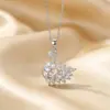 Colar de Beleza Doce Transfronteiriço Mais Vendido Atmosfera de Luxo Leve Pingente com Incrustação de Strass Cisne Versátil Exquisito Colar Totalmente de Strass Atacado