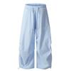 Pantalones Paracaidista Retro Americanos a Rayas Pantalones Casuales para Mujer Primavera y Verano Diseño Versátil Holgado Pierna Ancha Cordón Ajustable Rectos Largos