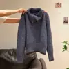 Suéter de tricô grosso listrado com gola alta para mulheres, outono e inverno 2025, corte casual solto, blusa de tricô com gola virada
