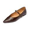 Disponibles en Tallas Grande y Pequeña, Zapatos Mary Jane Básicos Versátiles de Piel de Cabra con Textura 2024 Primavera Zapatos Planos de Punta Aguda de Piel Genuina para Mujer