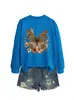 Amazon Wish sitio independiente moda casual elegante mujer estampado leopardo mariposa floral otoño e invierno sudadera comercio exterior transfronterizo