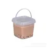 Cubo cuadrado de grado alimenticio con tapa, cubo de embalaje 0.5L para polvo de hielo, té de leche, cubo de embalaje 1L para pesca de frutas, cubo de plástico transparente 2L