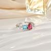Anillo de Flor de Cristal de Diamante Flash Popular Japonés y Coreano con Zircón Microincrustado Dulce Versátil Flor de Amor Anillo Abierto Pulsera