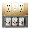 Jinmai oculto gris/blanco/dorado 118 enchufe con interruptor de 3 posiciones y 5 orificios doméstico panel de 3 posiciones de alta potencia con 15 orificios