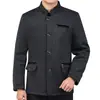 Chaqueta Estilo Nuevo 2022 para Hombre Otoño e Invierno Chaqueta Casual de Solapa para Adultos Mayores Color Sólido Botón de Papá Abrigo para Hombre