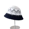Gorro de Lana Versátil Casual para Mujer en Invierno con Ala de Color Contrastante, Gorro Pequeño de Punto para Resaltar el Rostro, Gorro de Pescador para Protegerse del Frío, Gorro de Pescador