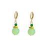 Brinco de Argola de Vidro Jade Verde Estilo Étnico Popular e na Moda Brinco Antigo Clássico de Pedra Natural para Mulheres 33500
