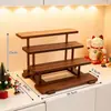 Estante de Almacenamiento de Escritorio de Nogal Madera Maciza Sin Instalación Almacenamiento de Perfumes y Cosméticos Exhibidor de Café de Niveles de Madera