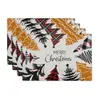 Manteles individuales de lino transfronterizos con renos navideños, tapetes de mesa, posavasos, tapetes para tazas de café, decoraciones navideñas, tapetes resistentes a las manchas y con aislamiento térmico