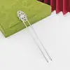 Horquilla de Flor de Nube Auspiciosa en Forma de U Estilo Antiguo Hierro DIY Flor de la Dinastía Han Adorno para el Cabello Dos Puntas Ola Electroforesis Galvanoplastia Accesorios para Horquillas