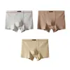 Huajielong Textura de Algodão Cor Sólida Roupa Íntima Masculina Atacado Cintura Média Masculina Tamanho Grande Respirável Boxer Brief Masculino Pode Fazer Dropshipping