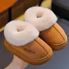 Pantuflas de algodón para niños para invierno, cálidas y afelpadas, adecuadas para niños y niñas, uso en casa, a juego padre-hijo, de suela gruesa, para niños mayores, con talón cubierto