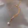 Pulsera de Hoja de Trigo Perla Diseño de Moda Ins Pulsera para Novia Estudiante Hermana Pulsera Telescópica Extensible