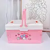 Cesta de Frutas Portátil para Exterior Caixa de Armazenamento de Lanches e Diversos Cesta de Armazenamento Dobrável de Desenho Animado com Tampa à Prova de Poeira Conveniente