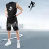 Conjunto de Regata Sem Mangas de Corrida Masculina de Secagem Rápida Transfronteiriço Roupas de Treinamento Físico Camisa de Basquete Conjunto de Duas Peças com Regata e Shorts de Verão